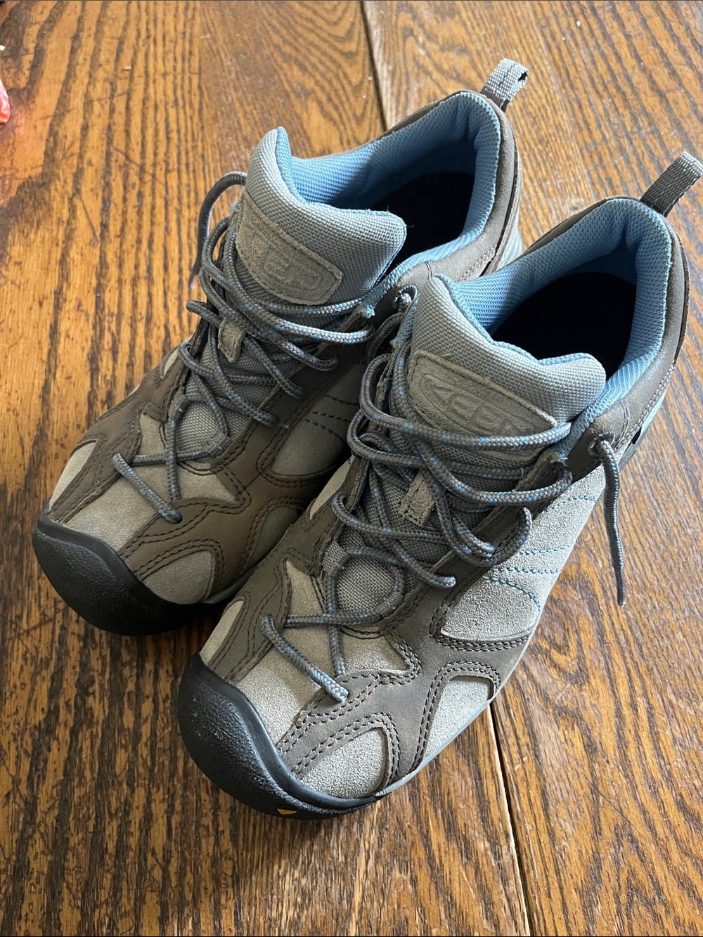 KEEN Ambler Gray Athletic Hiking Shoes with Blue Lining